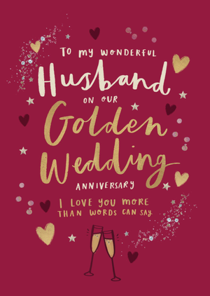 To My Wonderful Husband On Our Golden Wedding Anniversary Card