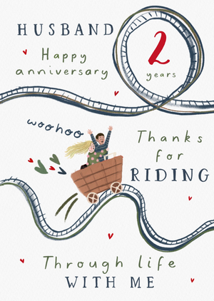 Riding Through Life With Me 2 Years Happy Anniversary Card
