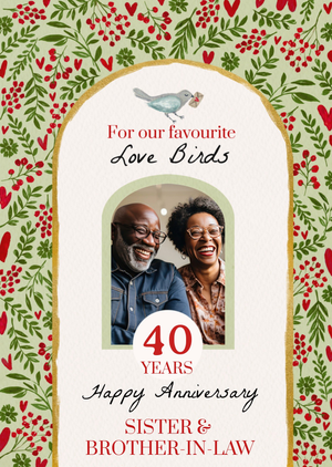 Our Favourite Love Birds 40 Years Photo Upload Anniversary Card