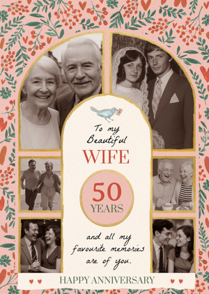 Beautiful Wife 50 Years Photo Upload Happy Anniversary Card