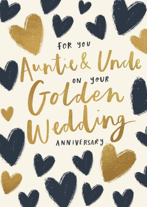 Auntie And Uncle Golden Wedding Anniversary Illustrated Card
