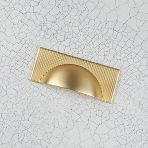 Satin Brushed Brass Ribbed Cabinet Handle Collection in 7 Styles - 64mm Cup