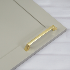 Brushed Brass Cup Handle, Bar Pull & Matching Knob - 160mm Handle
