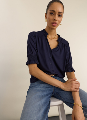 Noa Short Sleeve Blouse - UK 06 | EU 32 | US 02 / Classic Navy