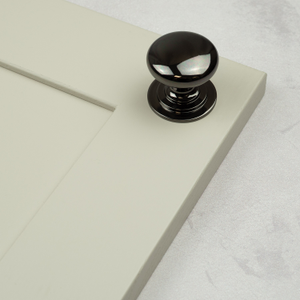 Gloss Black Nickel Cabinet Cup Handle &amp; Matching Round Knob - 42mm Knob