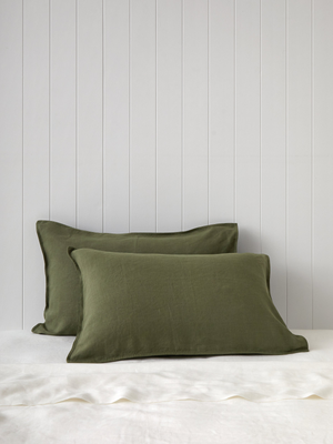 Loft Linen Standard Pillowcase Set in Olive