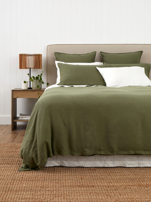 Loft Linen Duvet Cover Set in Olive