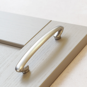 Matt Grey Brushed Nickel Cabinet Curled Bow Handle 128mm Centres