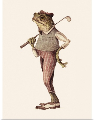 Frog In Vintage Golf Attire