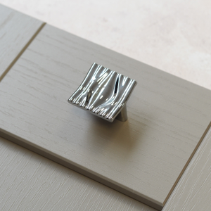 Polished Chrome Wave Twist T Bar Cabinet Handle 64mm & 32mm Square Matching Knob Pull - 32mm Pull