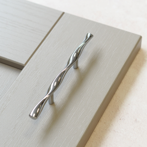 Polished Chrome Wave Twist T Bar Cabinet Handle 64mm & 32mm Square Matching Knob Pull - 64mm Handle