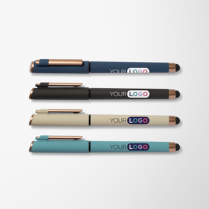 Full Color Textured Soft Touch Monroe Gel Pen with Bronze Trim