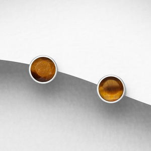 Signature Silver Tiger's Eye IMERAKI Stud Earrings