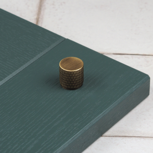 Antique Brass Knurled Solid Brass Bar Handles & Matching Button Knobs - 20mm Knob