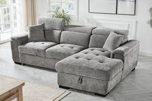 Grey Chenille Fabric 2C1 Corner Sofabed with Storage WILSON