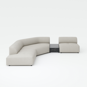 Harmony corner curved left with coffee table champagne
