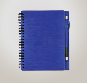 Mercury Hard Cover Spiral Notebook with Stylus Pen - Blue
