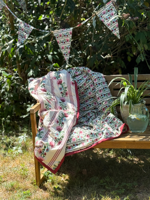 Indian Summer Patchwork Embroidered Quilted Throw 200X200Cm