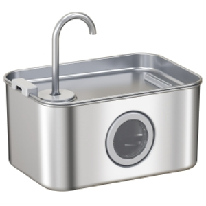 PawHut 3.2L Cat Water Fountain for Drinking, Cat Fountain Stainless Steel with Visible Water-Level Window, Ultra-Silent Pump