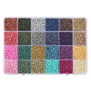 Coffret 12000 perles de rocaille métallique 3 mm