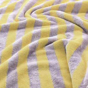 Tissu micro éponge de bambou rayée - Lemon et lilas