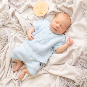 Boys Blue Knitted 2 Piece Short Set