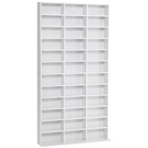 HOMCOM Estante de Almacenamiento de CD/DVD Mueble de Almacenamiento para 1116 CDs 36 Compartimentos ajustables en Altura Blanco