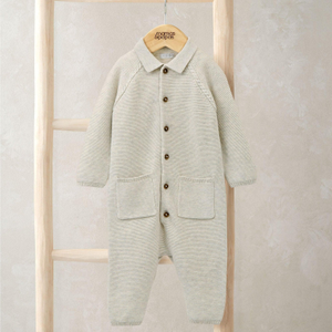 Mamas & Papas Oatmeal Collared Knit Romper