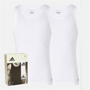 adidas Mens Active Flex Cotton Two Pack Vests White