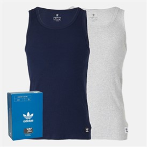 adidas Originals Mens Comfort Rib Cotton Two Pack Vests Black/Grey