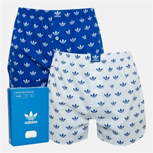 adidas Originals Mens Comfort Cotton Woven Two Pack Boxers White/Navy