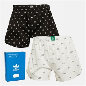 adidas Originals Mens Comfort Cotton Woven Two Pack Boxers Black/White