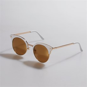 Sunsentials Womens Metal Round Sunglasses Cream