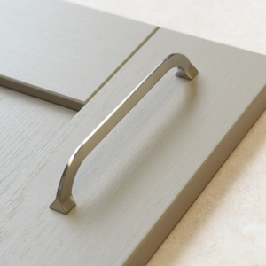 Brushed Nickel Cabinet Tapered Ends Slim Curved D Handle 160mm Centres