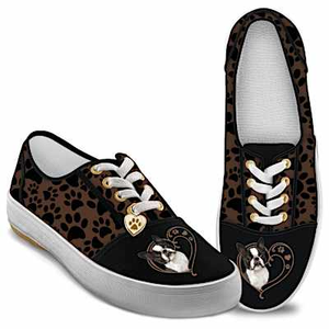 Paw Prints On My Heart Women's Shoes Boston Terrier