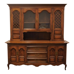 Thomasville Furniture Palatino Collection Old World European Style 74" Buffet W. Latticed Display Cabinet 895-00 / 895-11