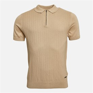 Bench Mens Brescia Knitted Polo Shirt Stone