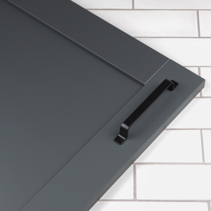 Matt Black Strap Style Modern Bar Cabinet Handles in 128mm & 160mm Centres - 128mm Handle