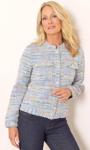 Anna Rose Textured Jacket - Blue/Multi