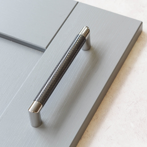 Gunmetal Black & Polished Chrome Knurled D Handles 160mm & 320mm Centres - 160mm Handle