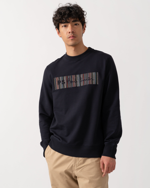 PS Paul Smith Mens Striped Signature Logo Sweatshirt - 49A Very Dark Navy