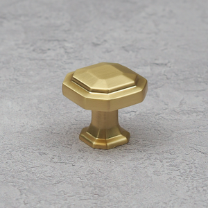 Satin Brass Octagon Cabinet Handles & Matching Knob - 30mm Knob