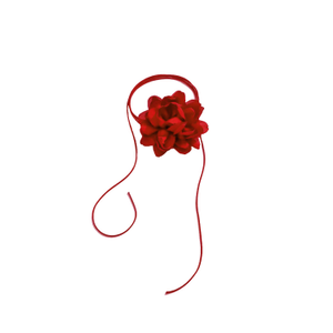 Bright Red Flower Choker Necklace (one size)