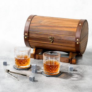 Refined Gifts Treasure Chest Whiskey Glass & Barware Accessory Set