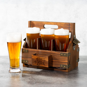Refined Gifts 6 Beer Glass Crate with Bottle Opener