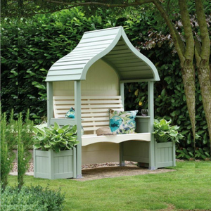Wooden Garden Arbour 'Orchard' In Sage and Cream -DS