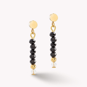 Elegance Crystals Earrings Gold Plated Black