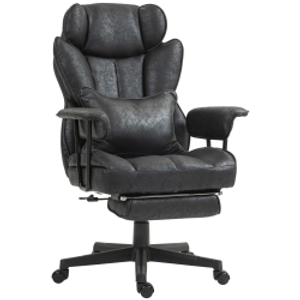 HOMCOM Executive Office Chair, Ergonomic Desk Chair with Foot Rest, Lumbar Support, Reclining Function and Wide Seat, Black