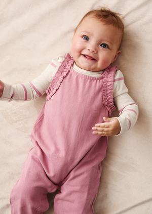 Mila Frill Shoulder Dungaree And Print Body Suit