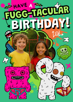 Fuggler Fugg Tacular Birthday Illustrated Photo Upload Card